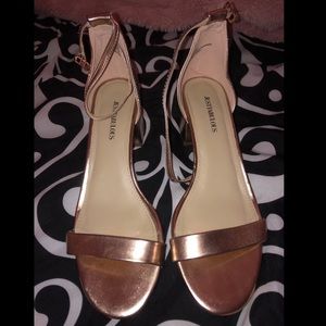 Rose gold block heels